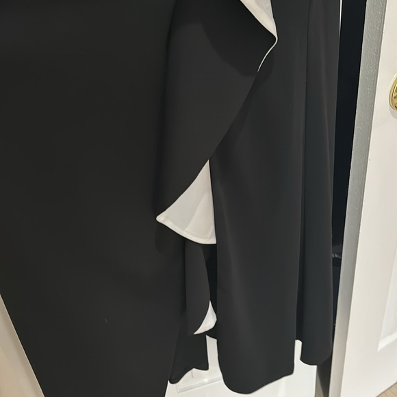 Carmen Marc Valo infusion14 black evening gown white side ruffle full length nwt - Picture 7 of 12